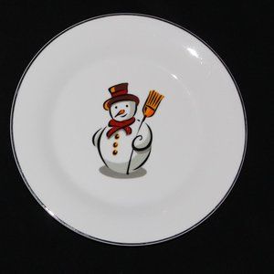 Whimsical Snowman Plates by Jerren Kirsty | Vintage Christmas Plates Set of 2